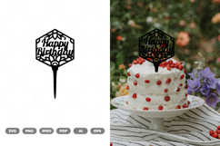 Happy Birthday Cake Topper SVG &amp; Clipart Product Image 1
