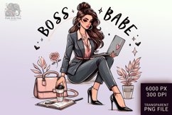 Boss Babe Charm - Empowering Businesswoman PNG Clip Art Product Image 1