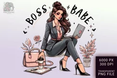Boss Babe Charm - Empowering Businesswoman PNG Clip Art Product Image 1