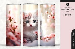 Christmas Snowy Animal Kitten Tumbler Wrap PNG Sublimation Product Image 1