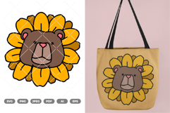 Bear with Sunflower Head Colored SVG &amp; Clipart Product Image 1