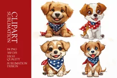 Patriotic dog 4th of July Watercolor clipart Product Image 1