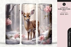 Christmas Snowy Animal Deer Tumbler Wrap PNG Sublimation Product Image 1