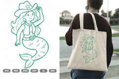 Cowgirl Mermaid SVG &amp; Clipart Product Image 1