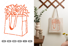 Floral Grocery Bag SVG &amp; Clipart Product Image 1