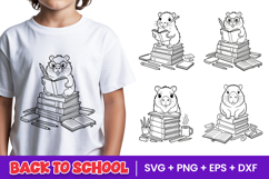 Cute Reading Hamster School SVG PNG Product Image 1