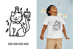 Birthday Cat Doodle SVG &amp; Clipart Product Image 1