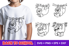 Cute Reading Sloth School SVG PNG Product Image 1