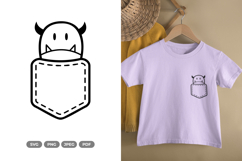 Kawaii Monster on Pocket SVG &amp; Clipart Product Image 1