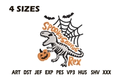 Spookysaurus Rex Embroidery Design | Halloween Dinosaur Product Image 1
