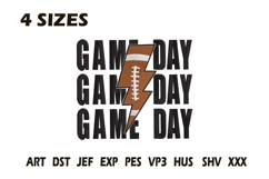 Game Day Embroidery Design | Football Lightning Bolt Product Image 1