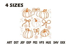 Pumpkin Bow Embroidery Design Product Image 1