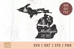 Vintage Michigan SVG cut file - Michigan state symbols svg Product Image 1