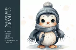Watercolor Cute Baby Penguins Clipart Sublimation Product Image 1