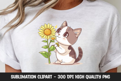 Cute Cat with Sunflower Clipart Product Image 1