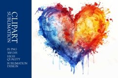 Watercolor Colorful Heart Clipart Sublimation Product Image 1