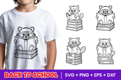 Cute Reading Raccoon SVG PNG Product Image 1