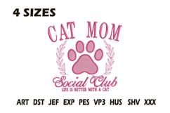 Cat Mom Social Club Embroidery Product Image 1