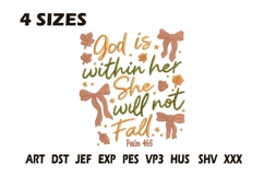 God Is Within Her She Will Not Fall Embroidery Design Product Image 1