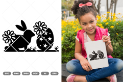 Spring Bunny Silhouette SVG &amp; Clipart Product Image 1