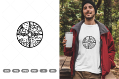 Line Art Compass Landscape SVG &amp; Clipart Product Image 1