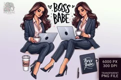 Boss Babe Charm - Empowering Businesswoman PNG Clip Art Product Image 1