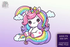 Adorable Baby Rainbow Unicorn Png Clip Art Product Image 1