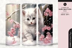 Christmas Snowy Animal Kitten Tumbler Wrap PNG Sublimation Product Image 1