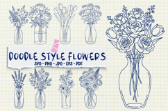 9 Floral Vase Doodle Line Art Cut Files Product Image 1