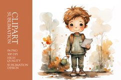 Watercolor cute boy hand on paper clipart sublimation Product Image 1