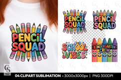 Pencil Squad School Clipart Sublimation PNG Product Image 1