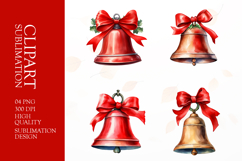 Watercolor red bell Clip Art Sublimation png Product Image 1