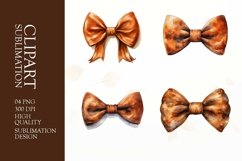 Golden bow watercolor clipart sublimation Product Image 1