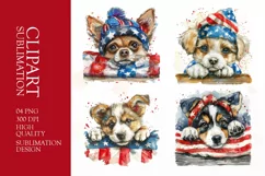Patriotic dog 4th of July Watercolor clipart Product Image 1