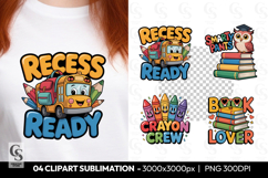 Recess Ready School Bus Clipart Sublimation PNG Product Image 1