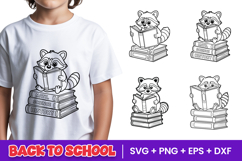 Cute Reading Raccoon School SVG PNG Product Image 1