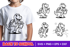 Cute School Dinosaur Student SVG PNG Product Image 1