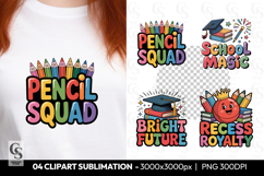 Pencil Squad School Clipart Sublimation PNG Product Image 1