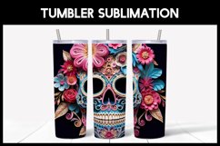 3D Skulls with Flowers Tumbler Sublimation |3D Halloween Product Image 2