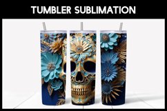 3D Skulls with Flowers Tumbler Sublimation |3D Halloween II Product Image 2