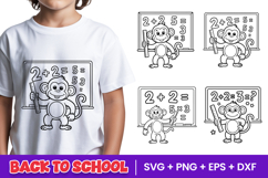 Cute School Monkey Student SVG PNG Product Image 1
