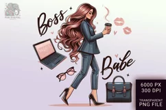Boss Babe Charm - Empowering Businesswoman PNG Clip Art Product Image 1