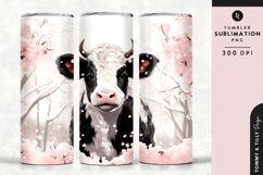 Christmas Snowy Animal Cow Tumbler Wrap PNG Sublimation Product Image 1
