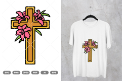 Floral Cross Colored SVG &amp; Clipart Product Image 1