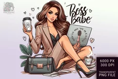 Boss Babe Charm - Empowering Businesswoman PNG Clip Art Product Image 1