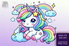 Adorable Baby Rainbow Unicorn Png Clip Art Product Image 1