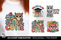 School Cutie Cute Owl Back To School Clipart Sublimation PNG Product Image 1
