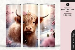 Christmas Snowy Animal Highland Cow Tumbler Wrap PNG Product Image 1