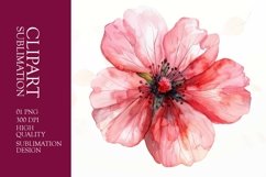 Watercolor pink Flower clipart sublimation Product Image 1