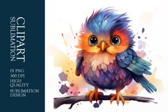 Watercolor Cute Bird Clipart Sublimation Product Image 1